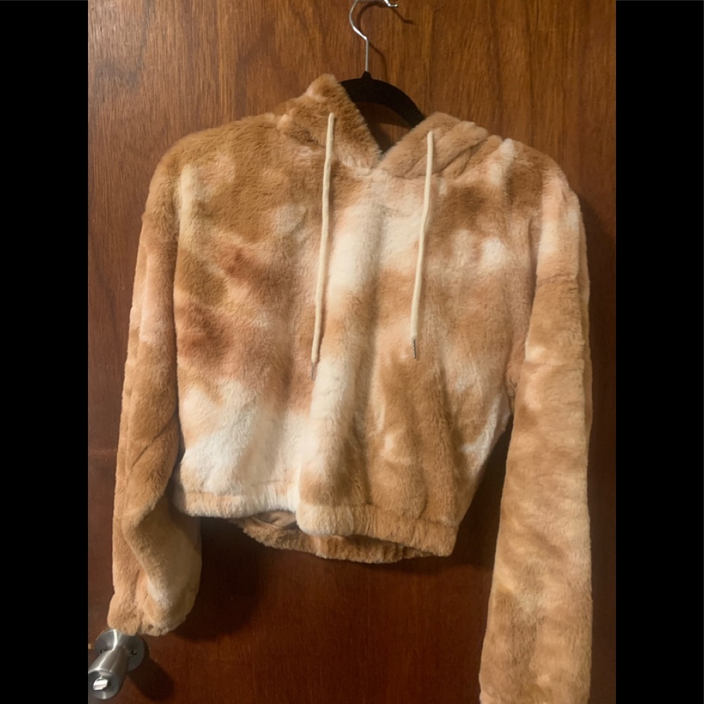 Romwe Sherpa Cropped Hoodie